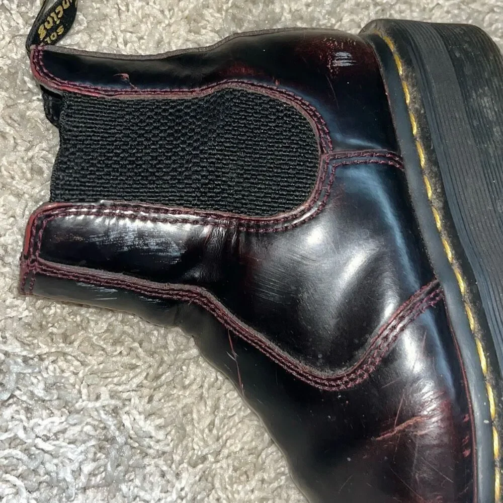 Dr. Martens Burgundy and Red Boots Men’s UK 3 US 4 (Women’s 5) EUC
